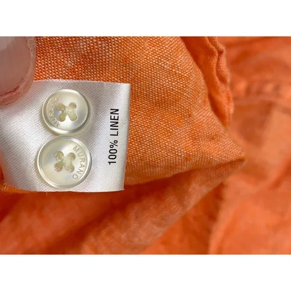Murano Baird McNutt Irish Linen Shirt Mens Large Orange Long Sleeve Button Down - Picture 6 of 10